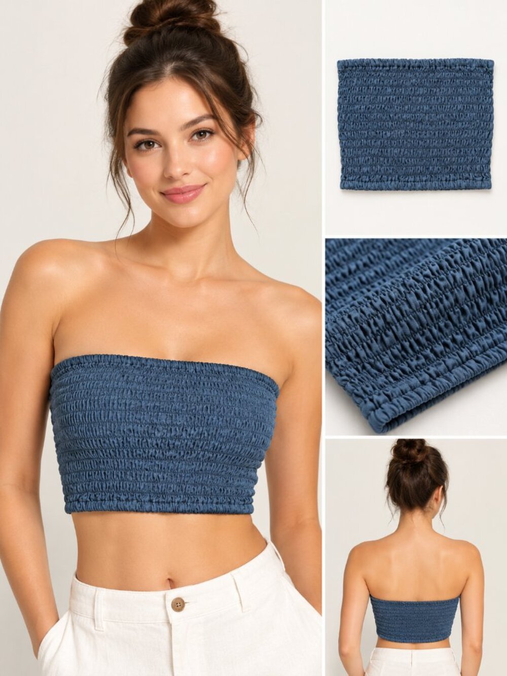 Blue-Smoke Tube Top - Woman